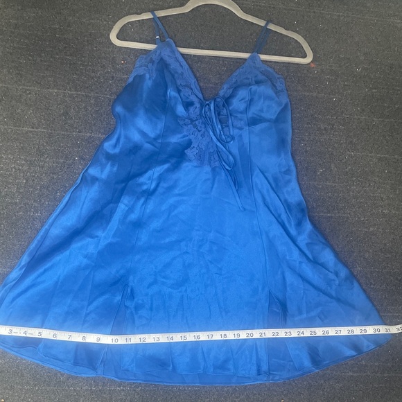 FREDERICK'S OF HOLLYWOOD BLUE DOUBLE SLIT OPEN FRONT BABYDOLL sz M/L - Picture 5 of 12
